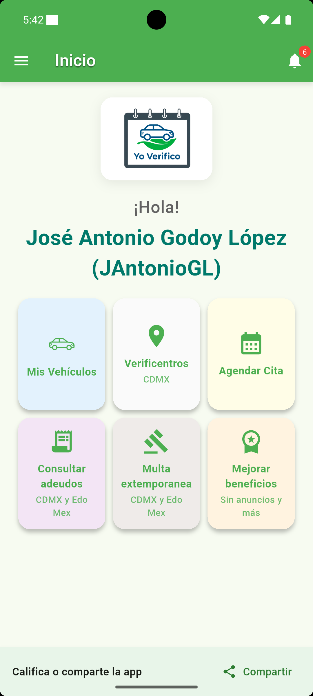 Captura de pantalla de la app