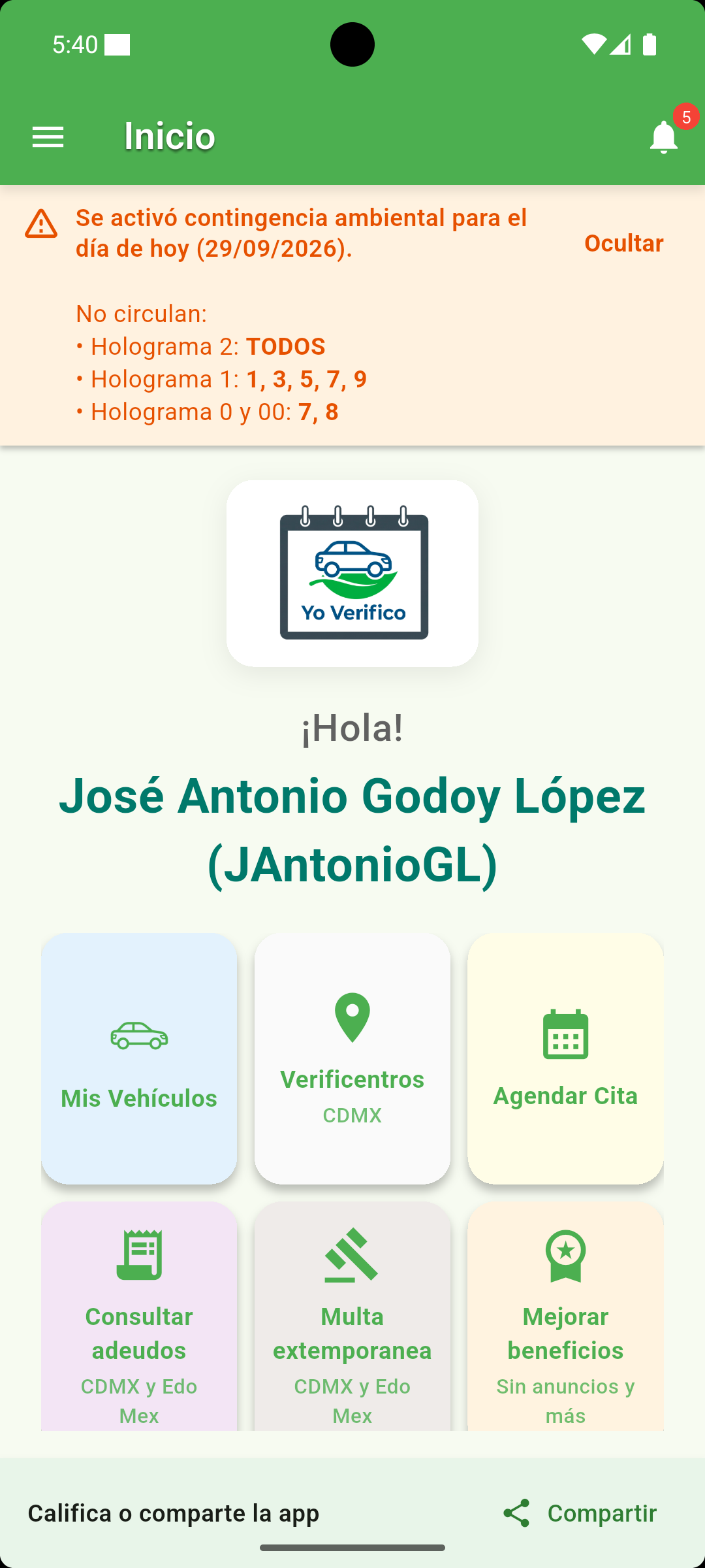 Captura de pantalla de la app
